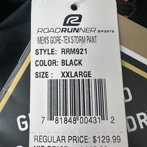Roadrunner Gore-Tex Storm Pant Men’s 2XL XXL Black Ankle Zip Performance New - Picture 7 of 12